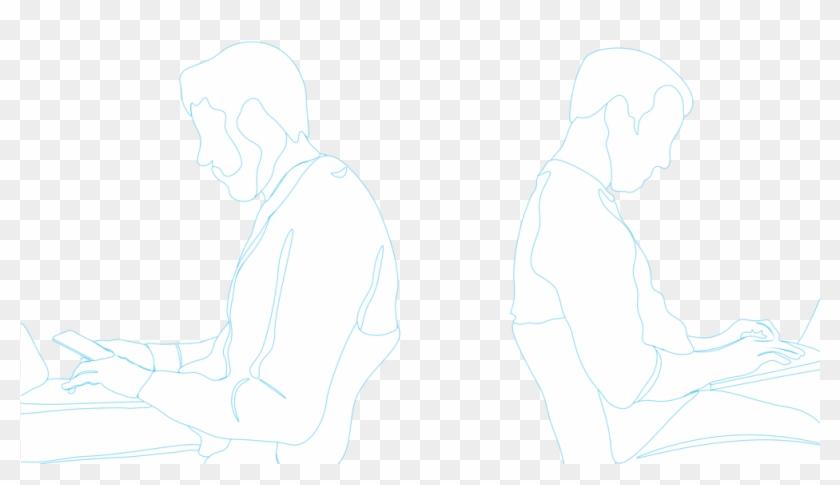 Two Men Back To Back Wireframe - Sitting Clipart