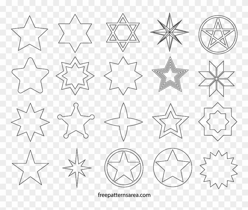 Printable Cut Out Star Shapes Templte - Stencil Wicca Clipart