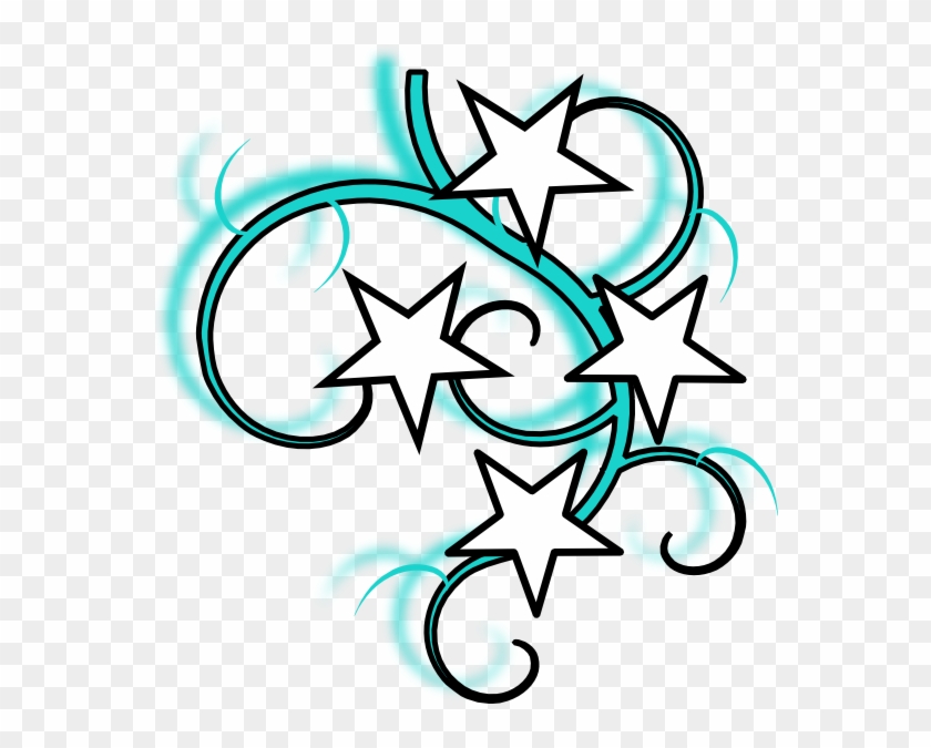 Star Tattoos Clipart Vector - Stars Swirls Tattoo Designs - Png Download