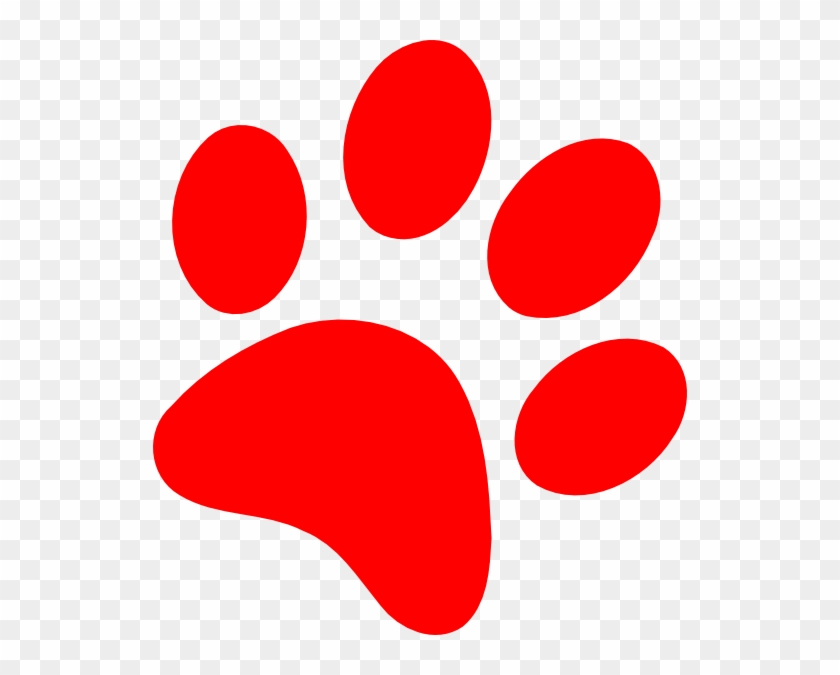 Panther Paw Print Clip Art - Red Paw Print Clipart - Png Download