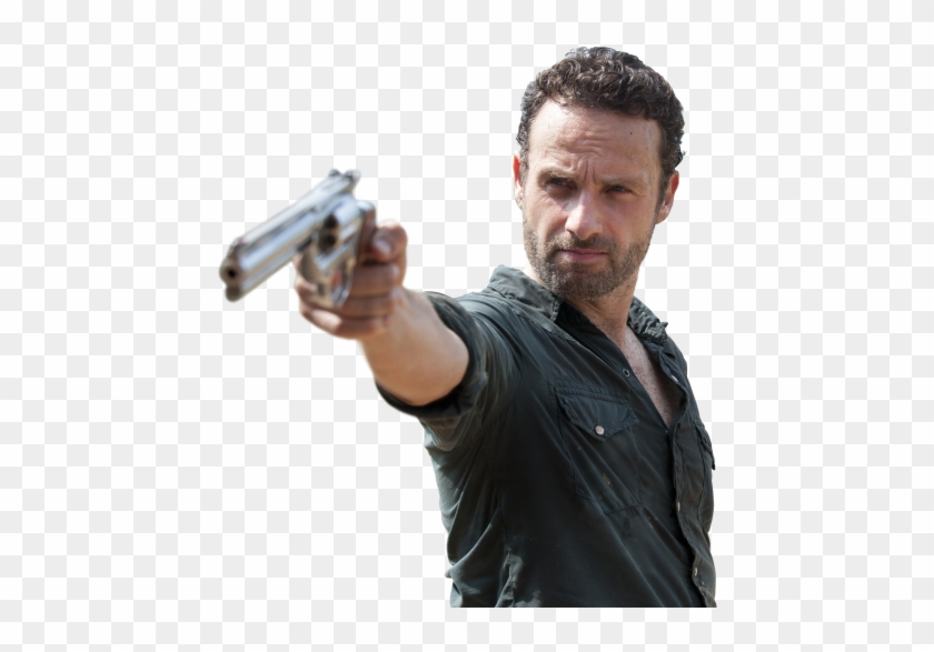 Man Holding Gun Png - Rick The Walking Dead Clipart