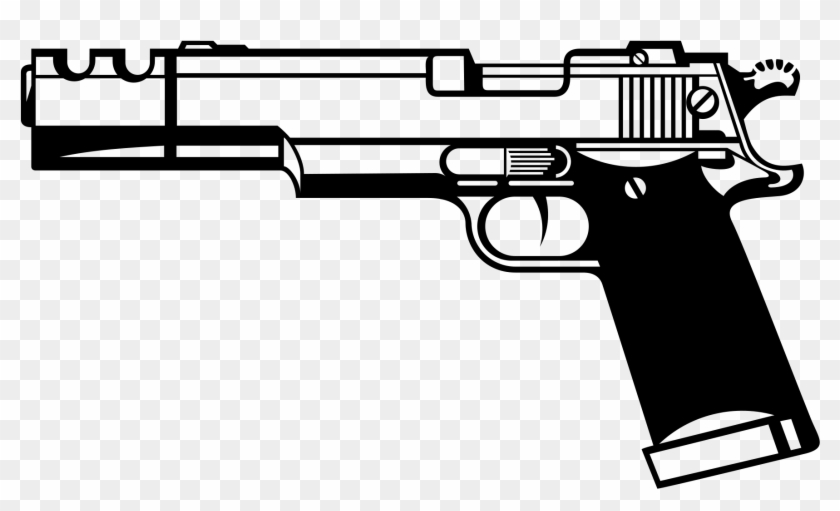 File - Silhouette Gun - Gun Clipart Black And White - Png Download #46342