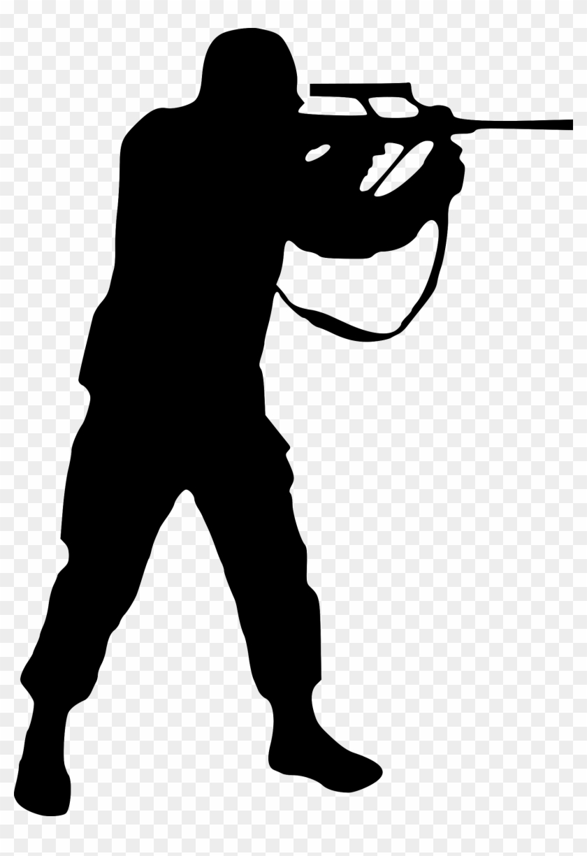 Man Holding Handgun Silhouette Png - Soldier Silhouette Clipart #46543