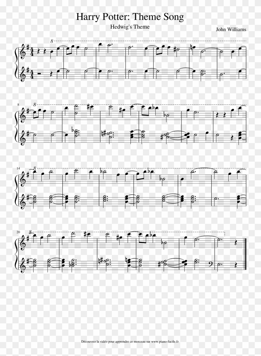 Harry Potter Theme Song Piano Sheet Music , Png Download - Music Clipart