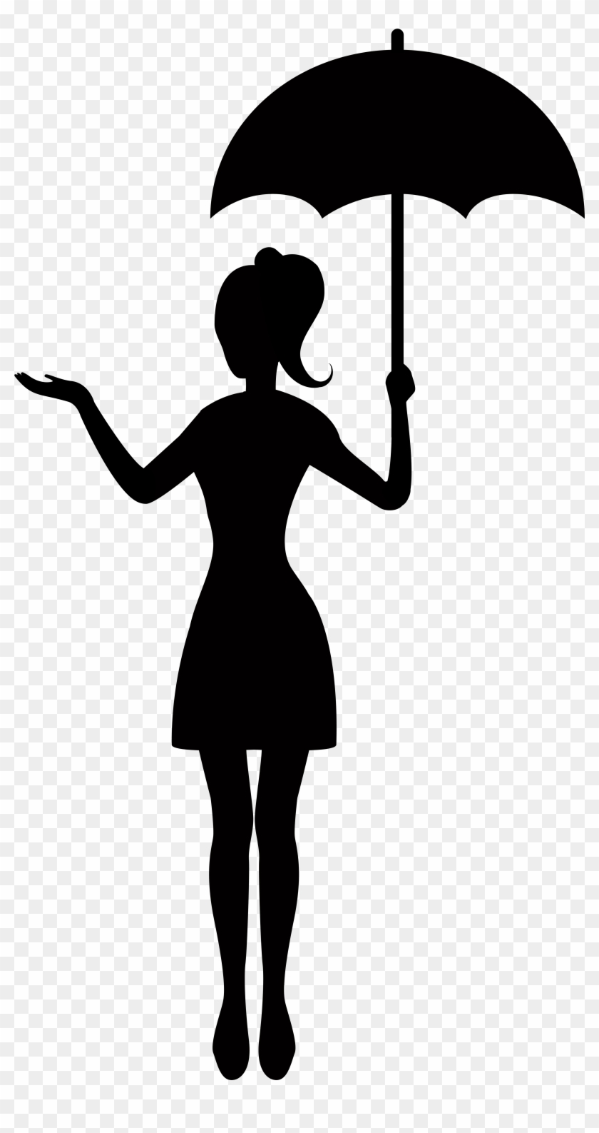 Girl With Umbrella Silhouette Png - Girl Holding Umbrella Silhouette Clipart #47779