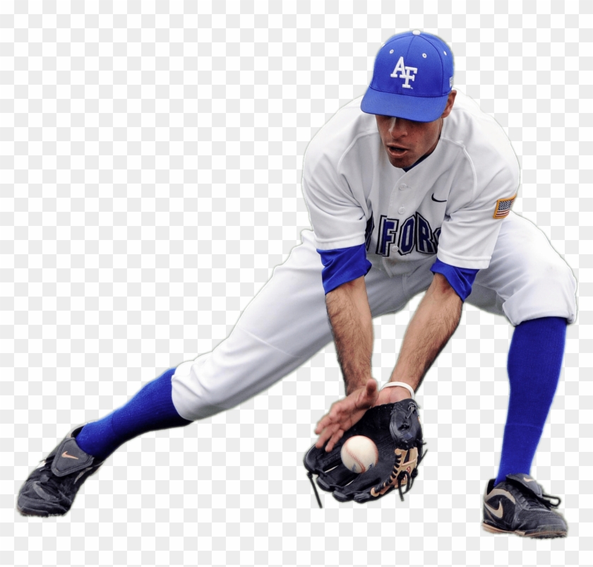 Baseball Player Catching Low Ball - Baseball Player Clipart