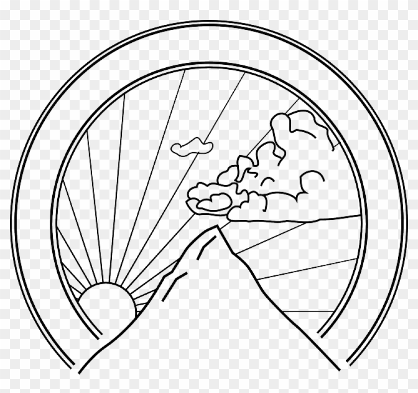 Mountain Sun Clouds Drawing Silhouette Weather Public - Black And White Mountain Drawing Clipart