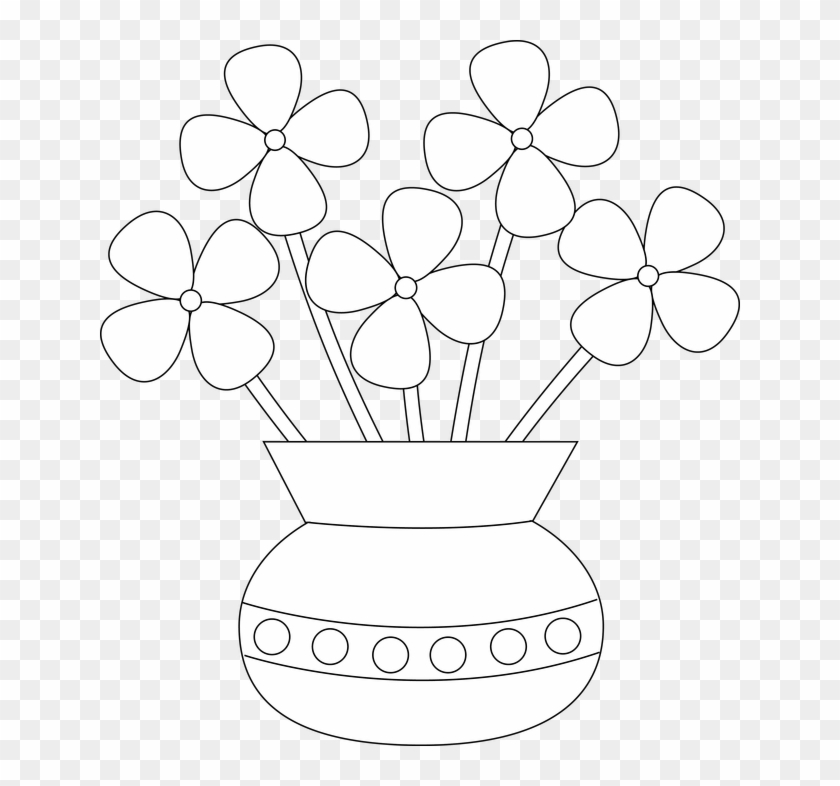 Cracked Drawing Jar - Easy Drawing Of Flower Vase Clipart #400428