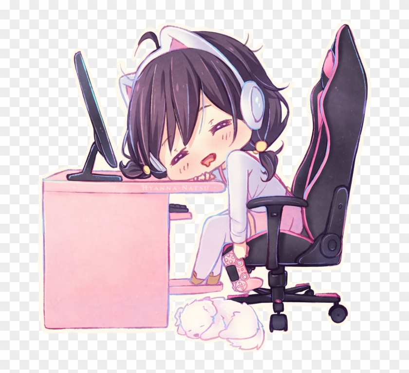 Chibi Anime Girl Gaming Clipart