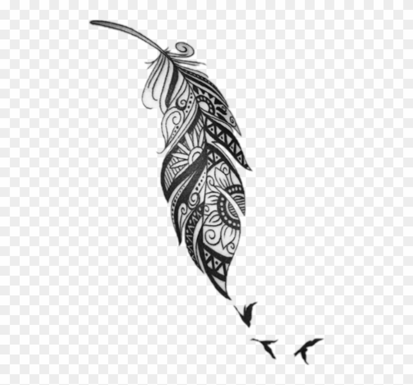 Feather Tattoo Designs On Leg Clipart #400989
