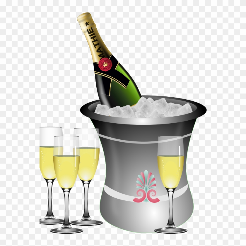 Champagne Chilled - Champagne Bottle And Glasses Clipart - Png Download