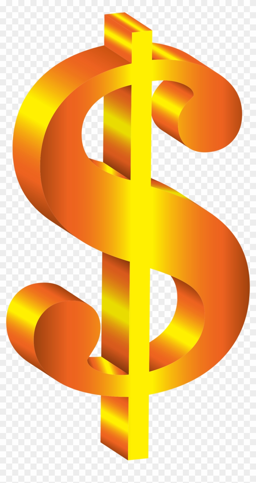 Golden 3d Dollar Sign Free - Dollar Sign Png Icon Clipart