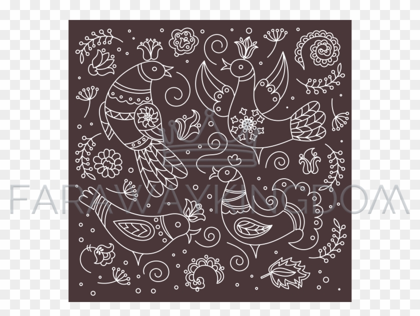 Brown Folk Bird Oriental Doodle Decor Vector Illustration - Illustration Clipart #402538