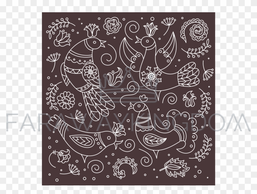 Brown Folk Bird Oriental Doodle Decor Vector Illustration - Illustration Clipart