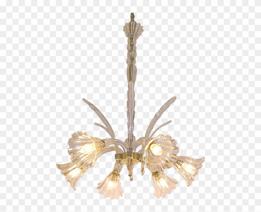 1930s Ercole Barovier Six Light Crystal Clear Murano