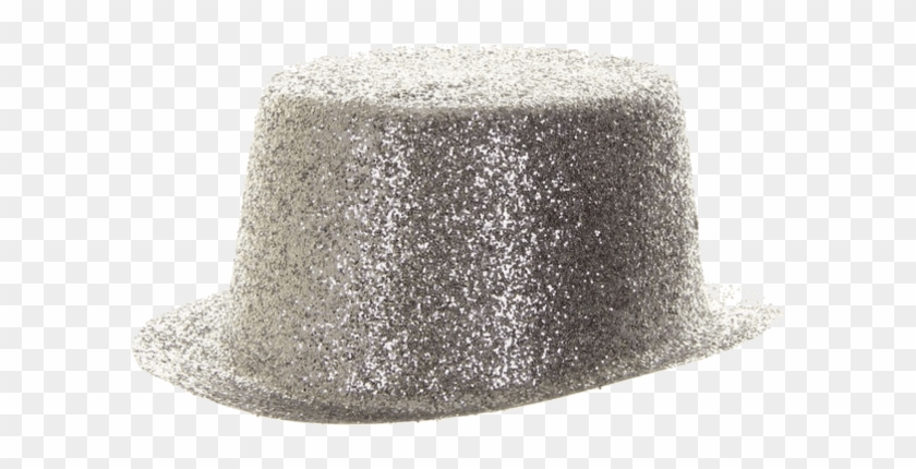 Silver Glitter Top Hat - Glitter Hat Png Clipart #402950