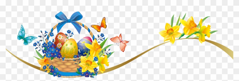 Easter Deco With Egg Basket Png Clipart Picture Transparent Png #403436
