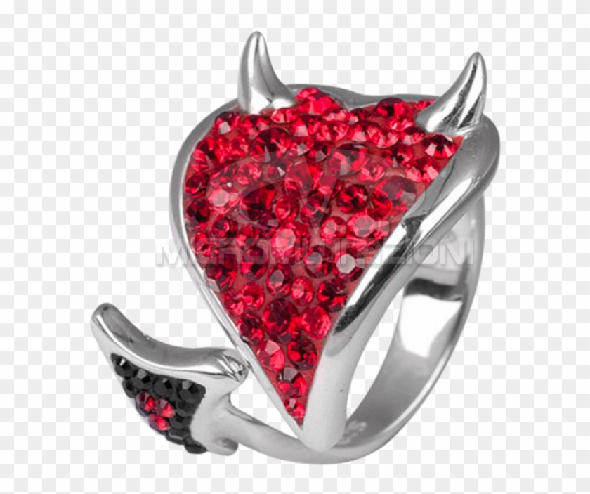 Crystal Devil Heart Ring Rings - Devil Heart Ring Clipart