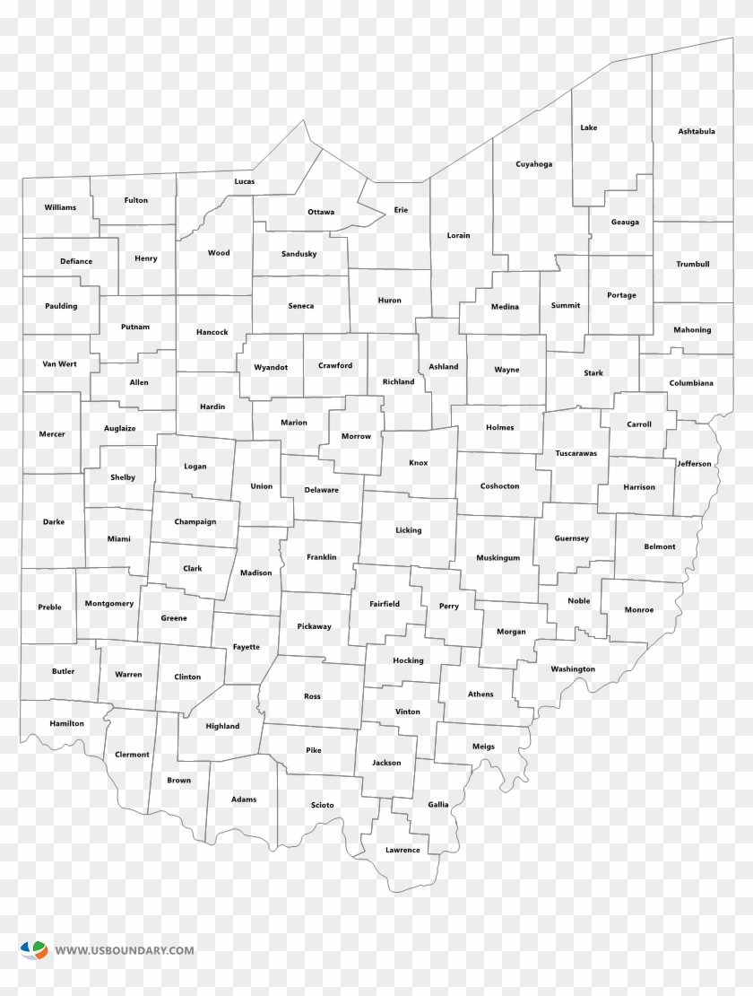 Ohio Counties Outline Map - Line Art Clipart #406413