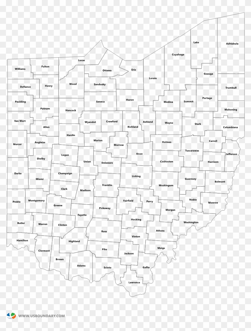 Ohio Counties Outline Map - Line Art Clipart