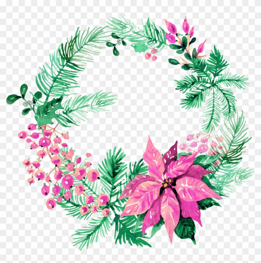 Free Png Watercolor Christmas Wreath Png Images Transparent - Merry Christmas Watercolor Png Clipart