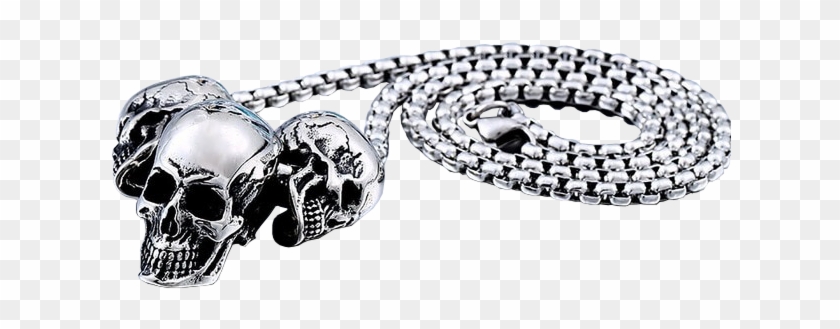 Gothic Attitude Triple Skull Necklace - Necklace Clipart