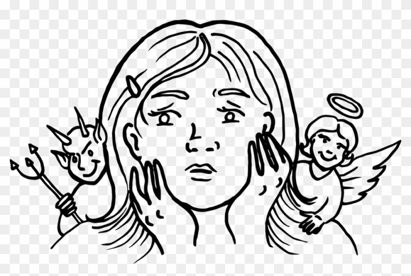 Angel Devil Female Guardian Human Woman - Guardian Angel And Devil Clipart