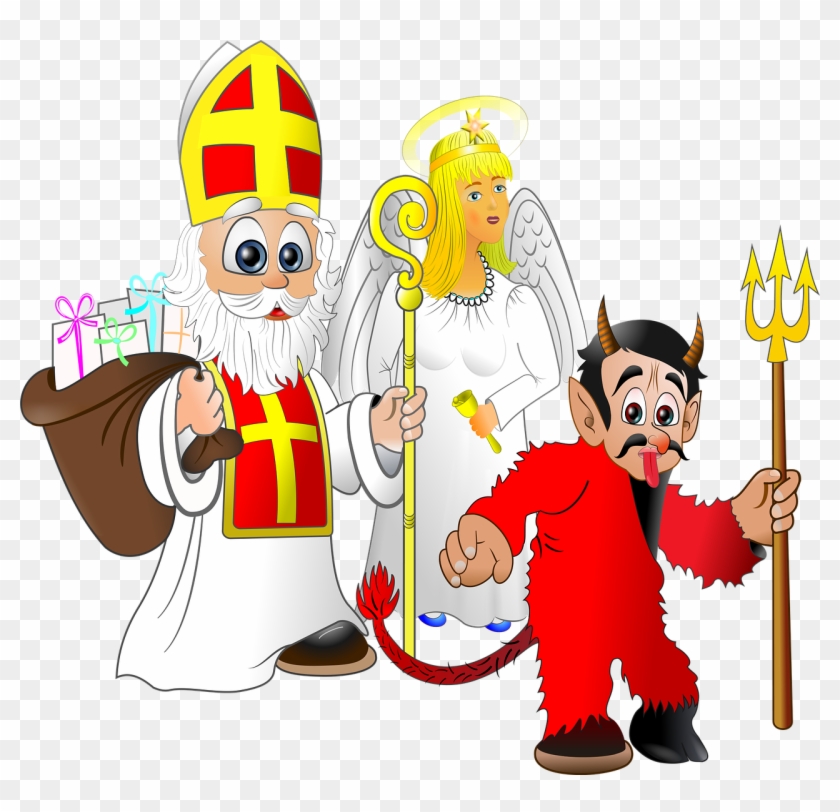 Mikuláš Devil Angel - Engelchen Und Teufelchen Png Clipart #4000809