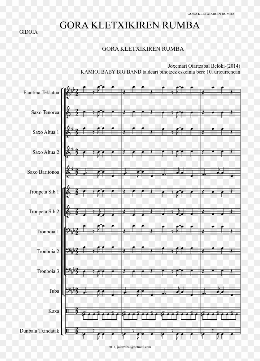 Gora Kletxikiren Rumba Sheet Music Composed By Joxemari - Saints Go Marching In Flute Music Clipart #4001128