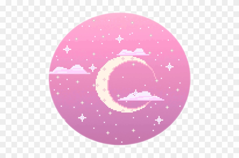 #moon #pixel #freetoedit - Pink Moon And Stars Clipart #4002188