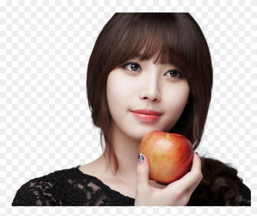 Yura - Korean Girl With Fruit Apple Clipart #4004119