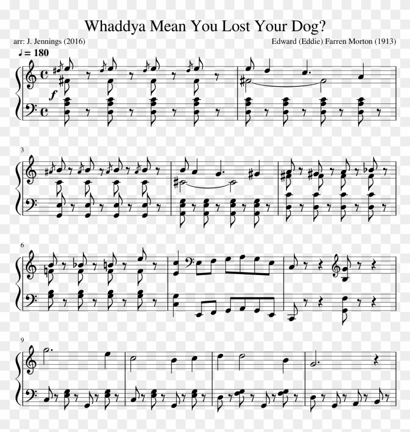 Whaddya Mean You Lost Your Dog Sheet Music Composed - Sheet Music Clipart #4008109