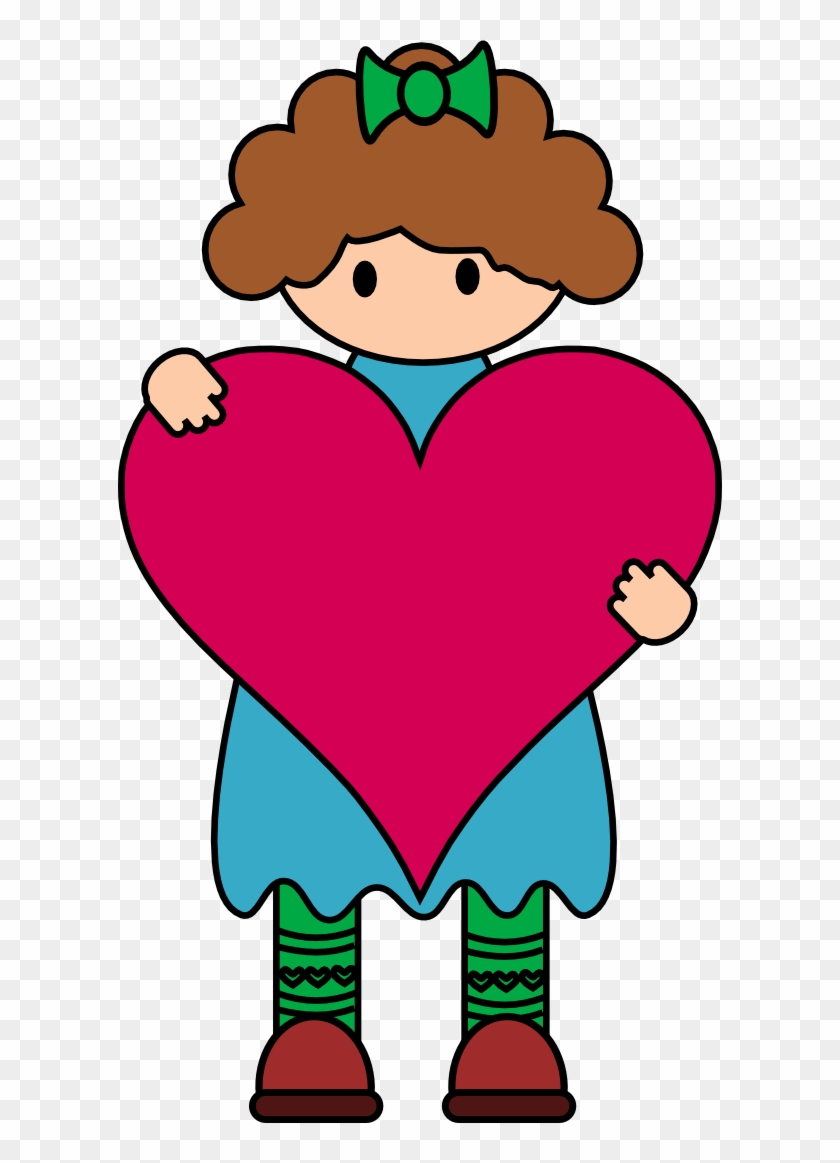 Use These Free Digital Stamps And Sentiments For Your - Girl With A Heart Clipart - Png Download