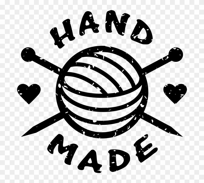 Handmade Rubber Stamp With Crochet Needles And Heart - Crochet Needles Clip Art - Png Download #4008523