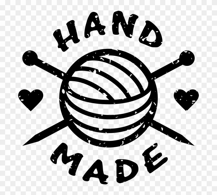 Handmade Rubber Stamp With Crochet Needles And Heart - Crochet Needles Clip Art - Png Download