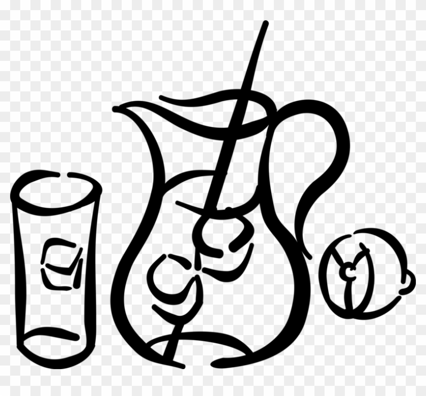 Vector Illustration Of Pitcher Of Lemonade With Glass - Лимонад Вектор Пнг Clipart