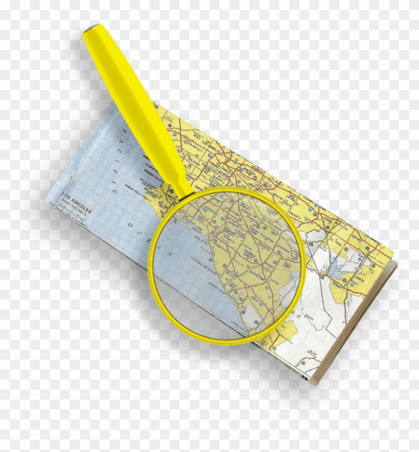 Magnifying Glass Over A Map - Motif Clipart
