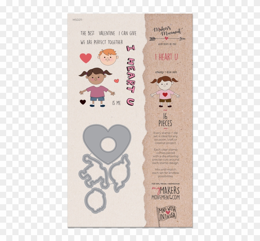 I Heart You Stamp & Die Set Colored Image - Vellum Clipart