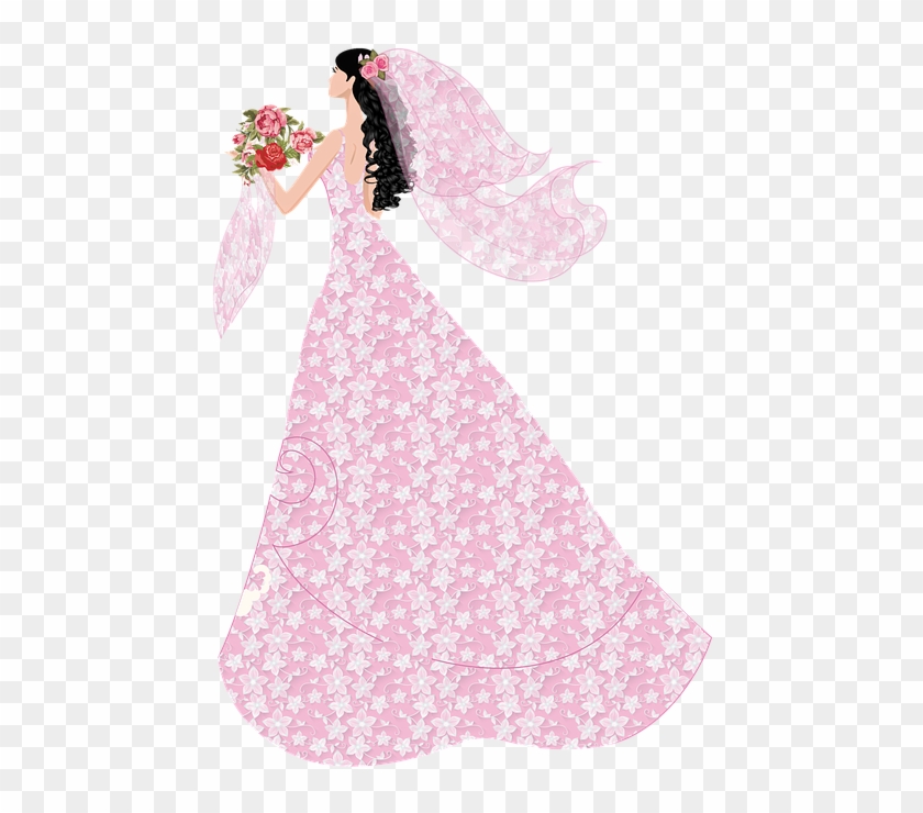 Bride Wedding Dress Pink Wedding Woman Dress - Gaun Pengantin Warna Merah Clipart #4013155