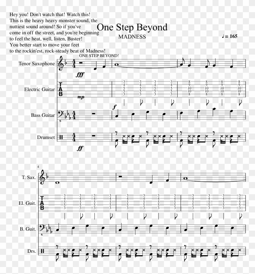 Madness One Step Beyond Sheet Music Made By Plymike - Sheet Music Clipart #4013250