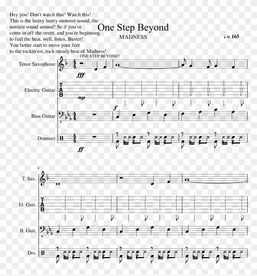 Madness One Step Beyond Sheet Music Made By Plymike - Sheet Music Clipart