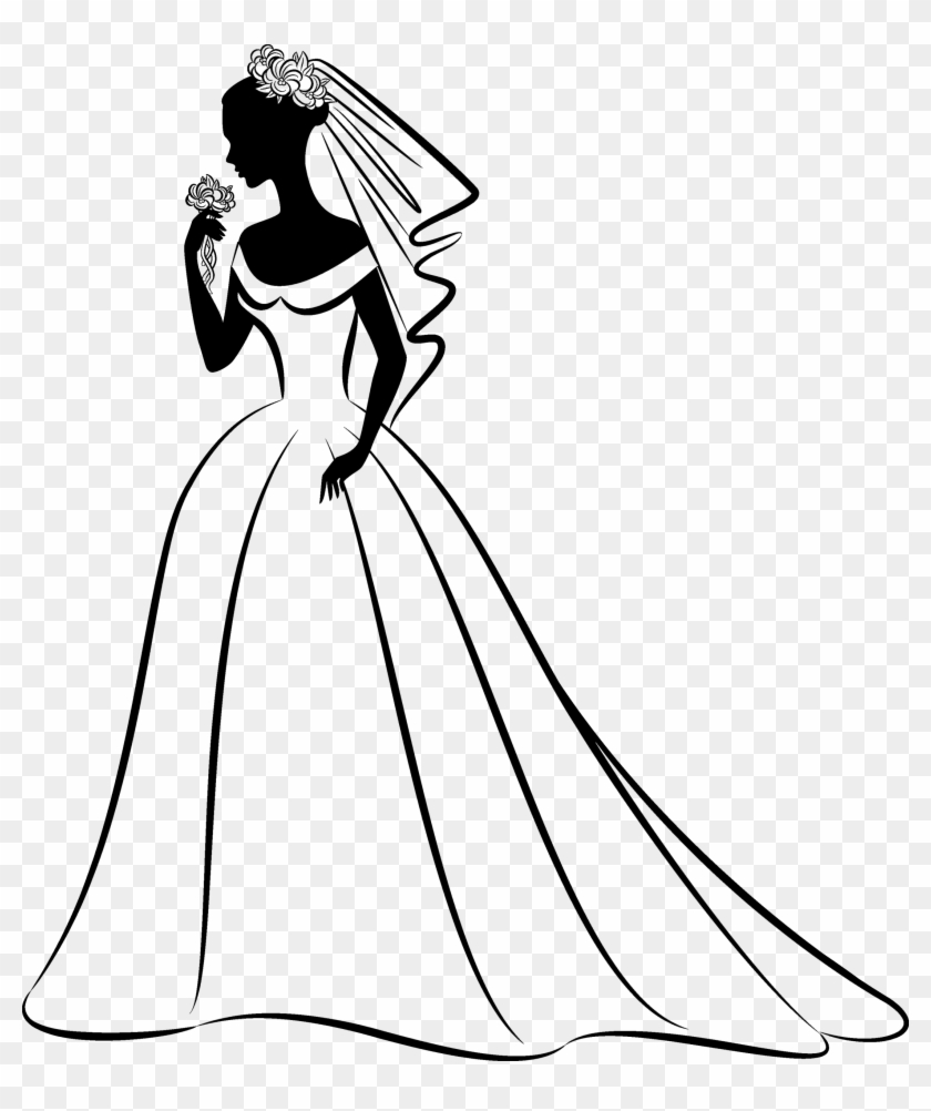 Download Wedding Dress Clipart Png Download - Bride Clipart Black And