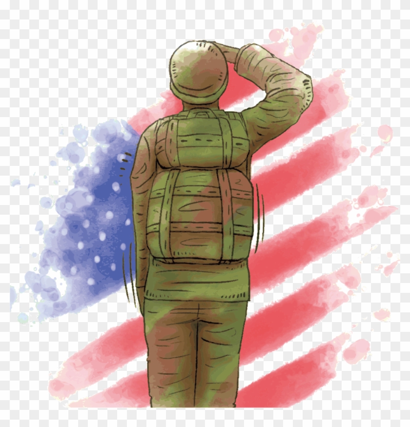 #ftestickers #soldier #salute #flag #veteransday - Illustration Clipart #4013629