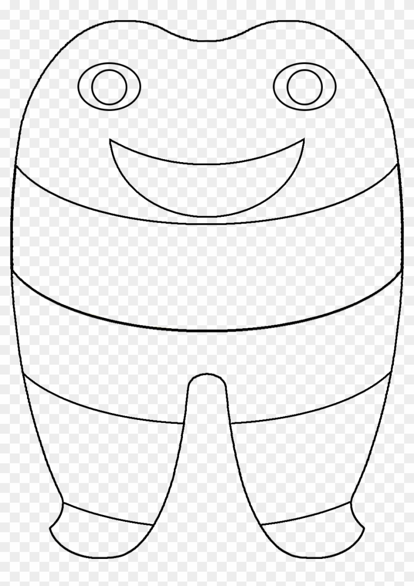 Tooth Template - Line Art Clipart #4014554