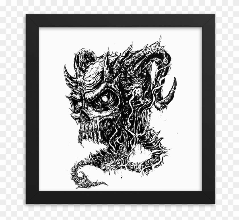 Load Image Into Gallery Viewer, Demon Skull Framed - Illustration Clipart #4014715