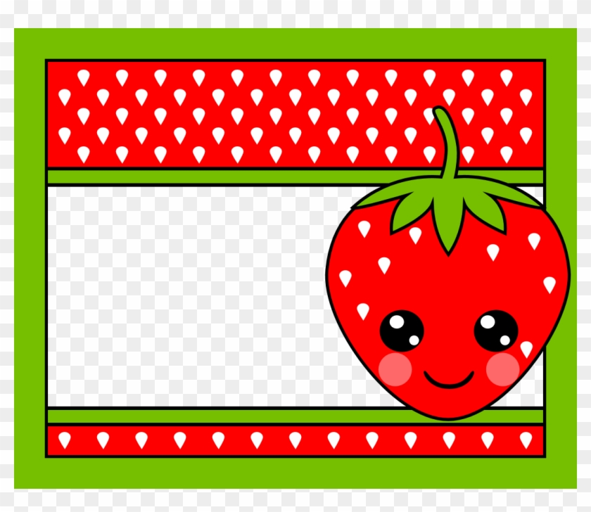 Kawaii Strawberry Label - Lehtiteline Clipart #4017059