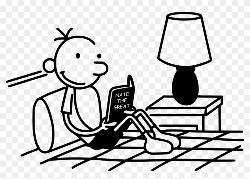 Greg Heffley Reading Nate The Great - Diary Of A Wimpy Kid Coloring Sheet Clipart #4018304