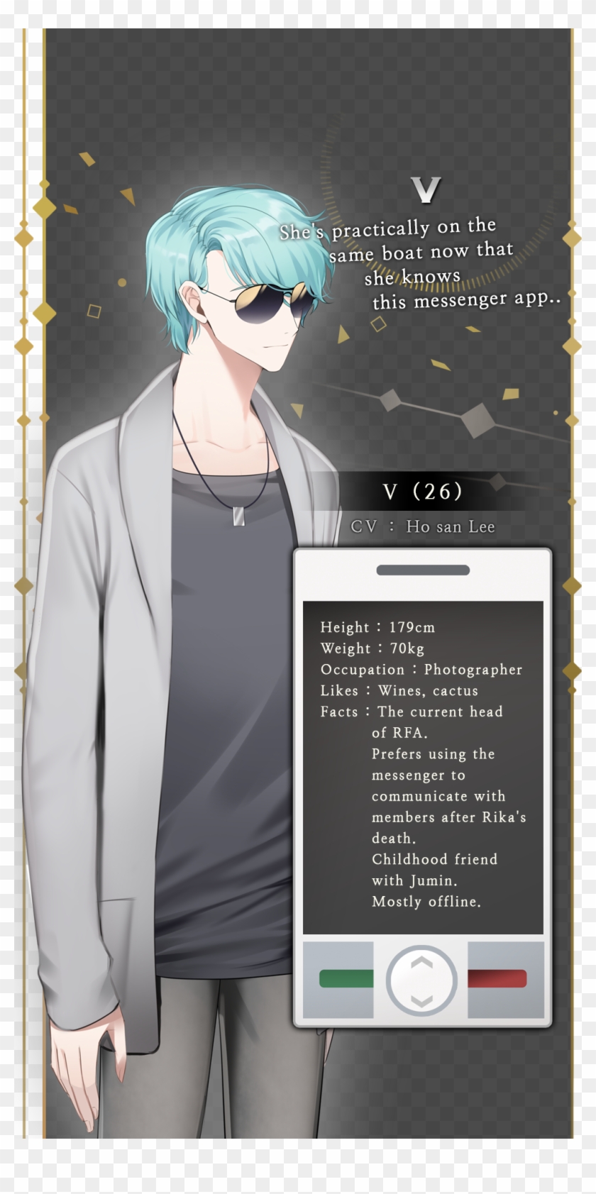 V為mystic ※2017/7月新增的新路線，人物貌似是v - Mystic Messenger V Height Clipart