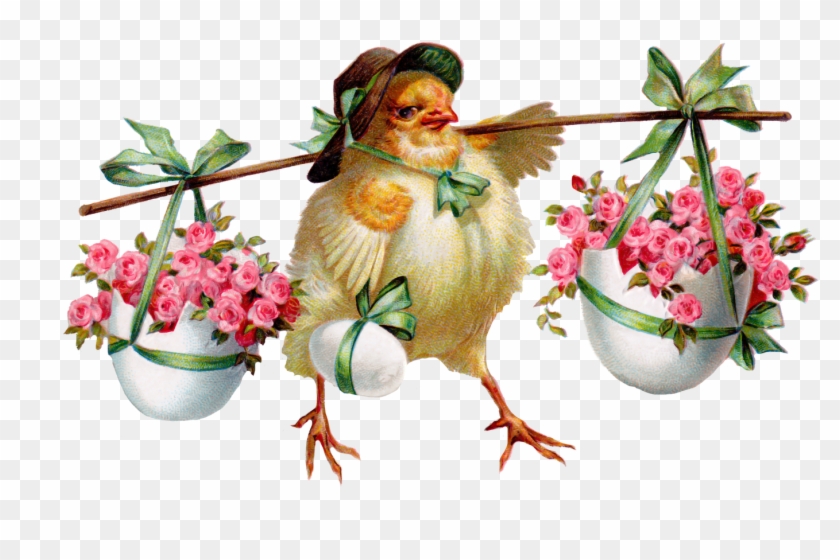 Happy Easter - Victorian Easter Greeting Chick Clipart