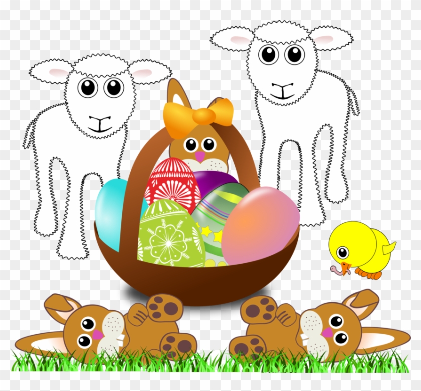 Sheep Easter Bunny Rabbit Egg - Cartoon Easter Basket Clipart #4020819